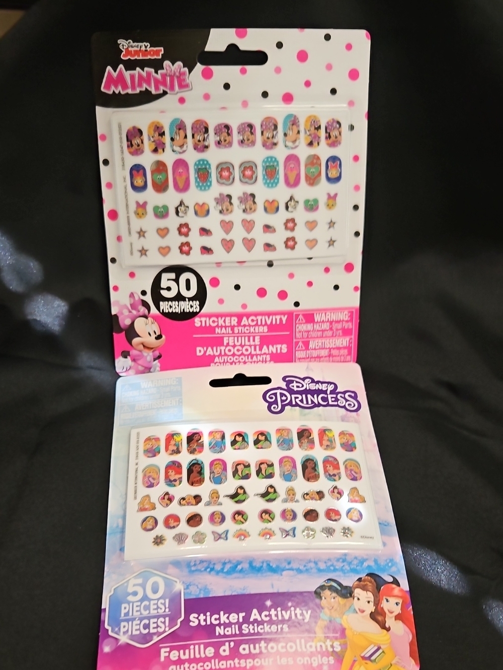 Disney Minnie and Princess Nail Art Stickers 2Packs NWT